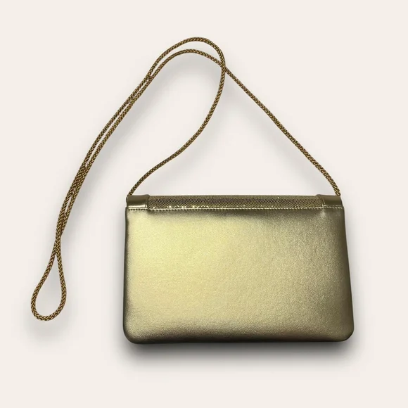 Y2K Gold Metallic Structured Bag Evening Going Out Magnetic - Picture 6 of 6